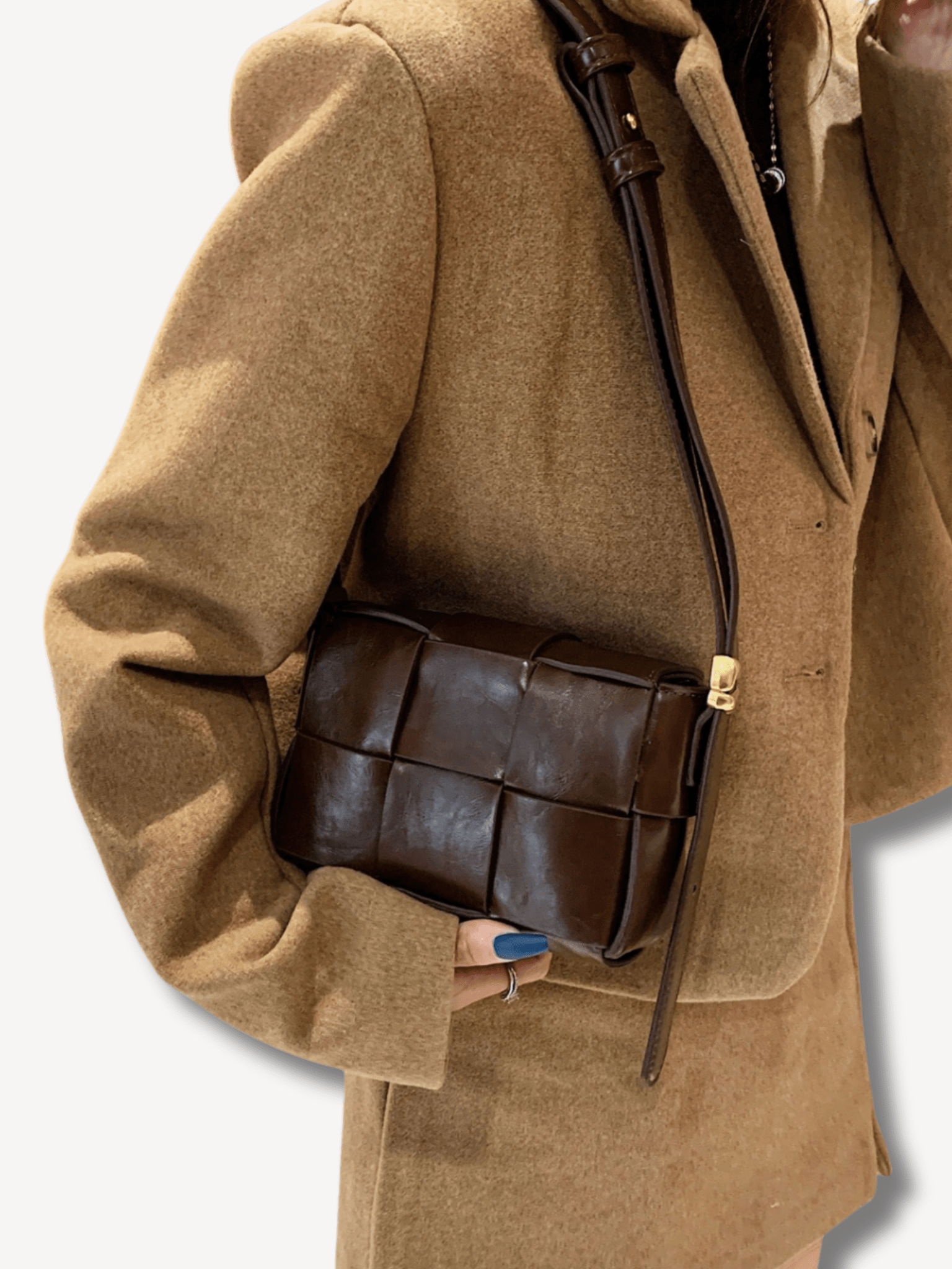 Bruine vintage crossbody tas geweven - Navoir