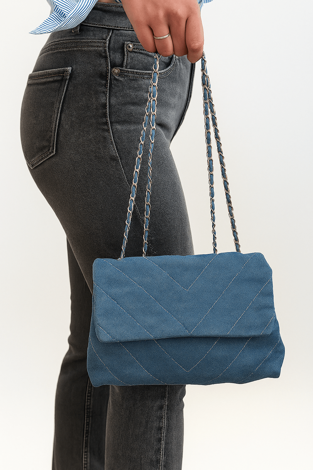 Denim schoudertas blauw - Navoir