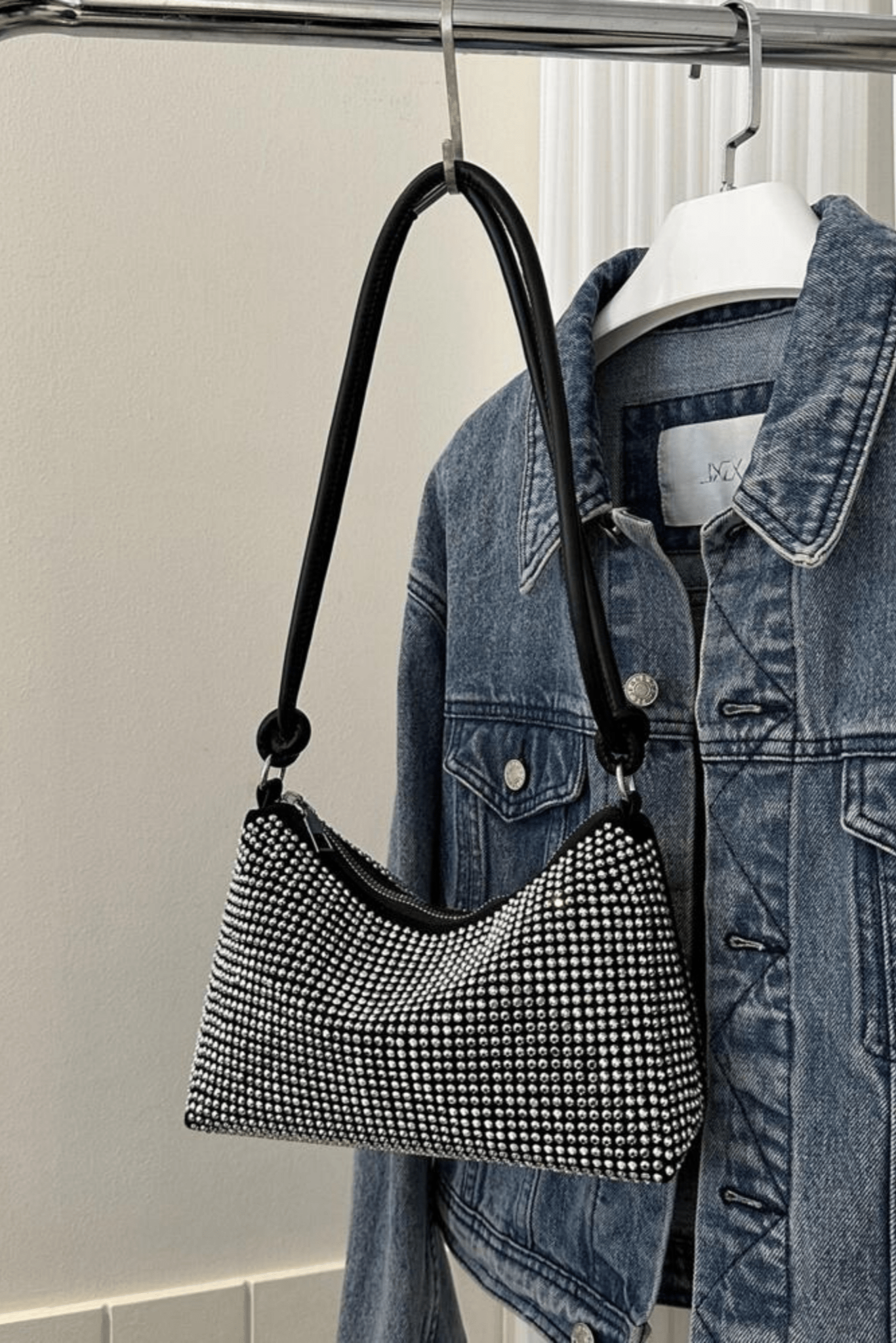 Glitter schoudertas zilver - Navoir