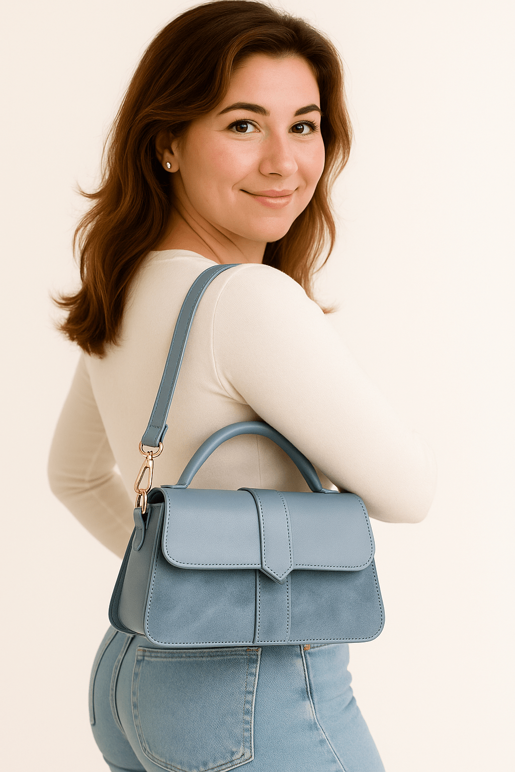 Lichtblauwe crossbody tas ruim - Navoir