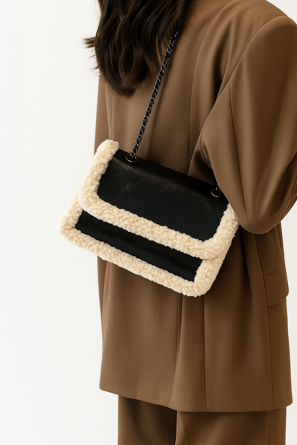 Zwarte schoudertas teddy - Navoir