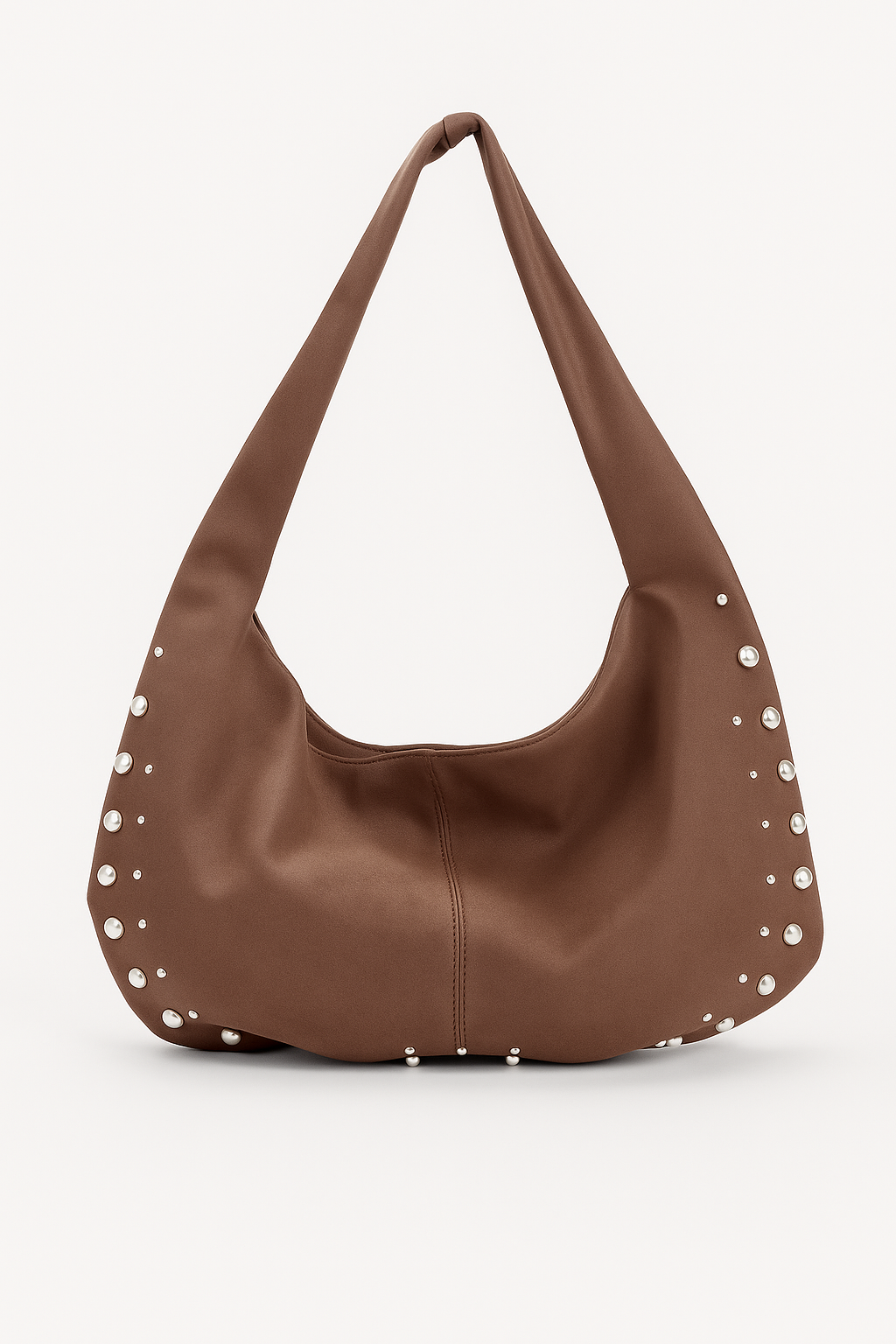 Bruine schoudertas met studs - Navoir