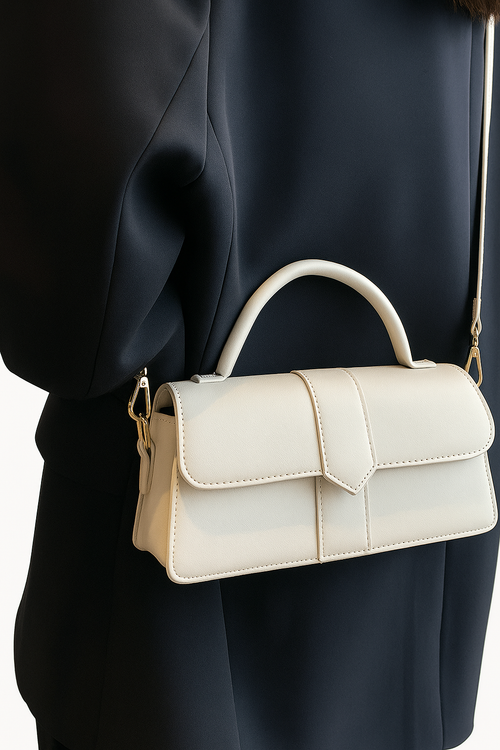 Beige crossbody tas ruim