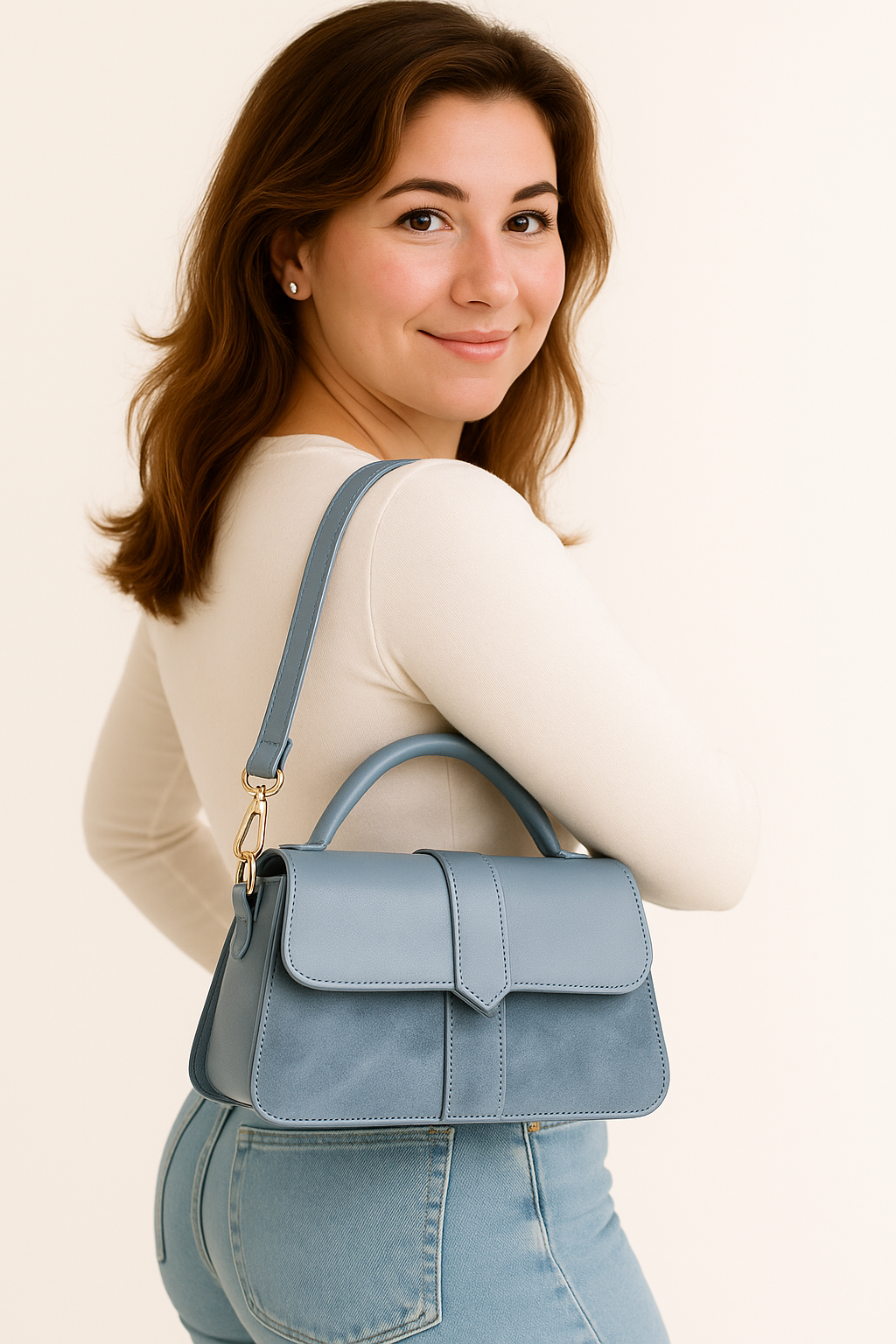 Lichtblauwe crossbody tas ruim
