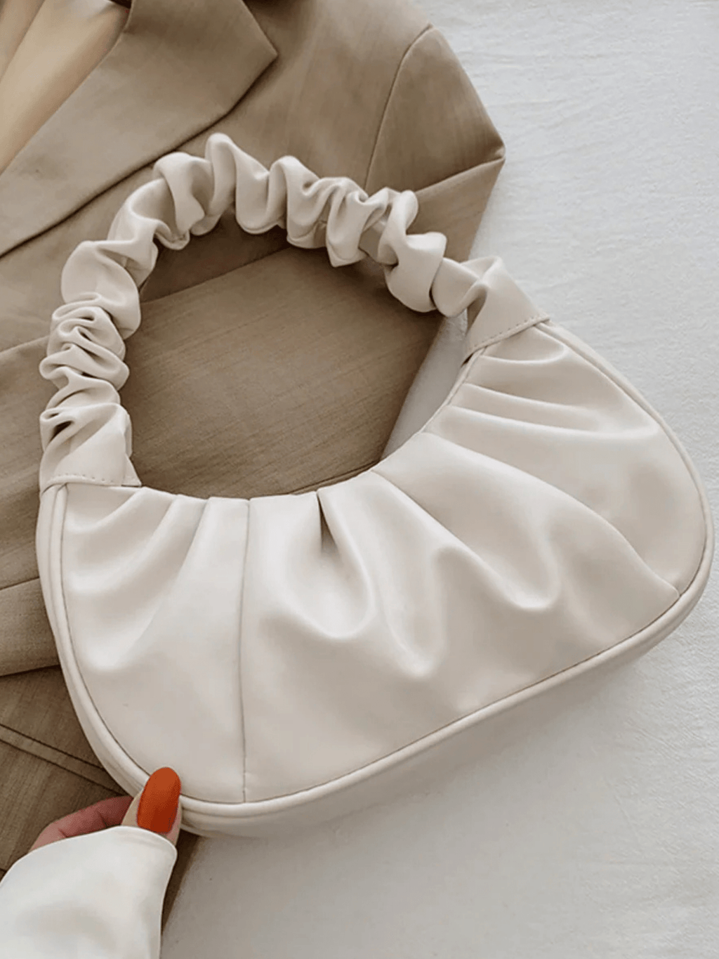 Beige schoudertas geplooid - Navoir
