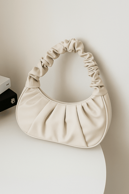 Beige schoudertas geplooid - Navoir