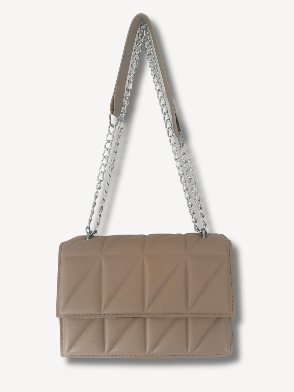 Beige schoudertas met zilveren ketting - Navoir