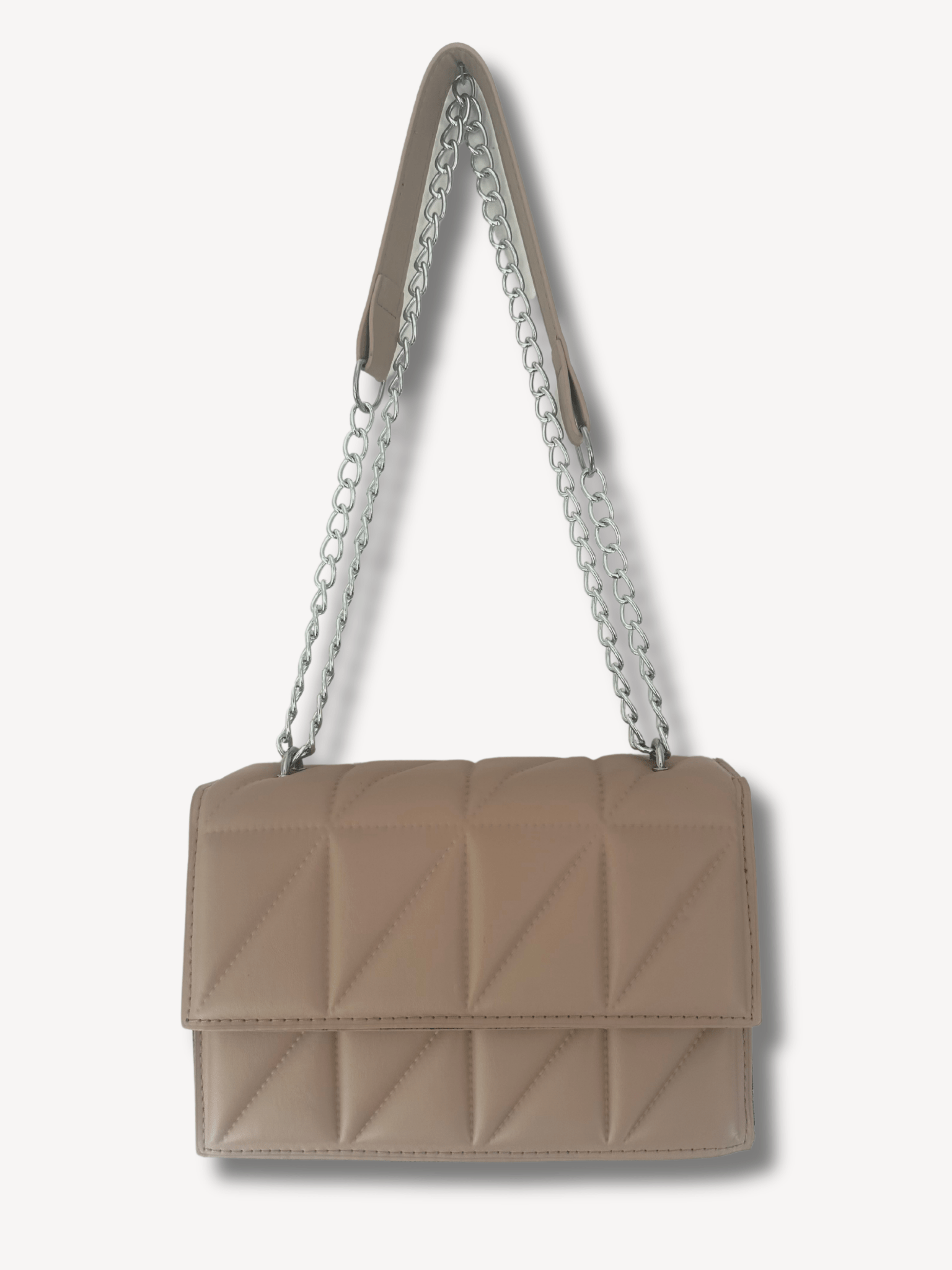 Beige schoudertas met zilveren ketting - Navoir