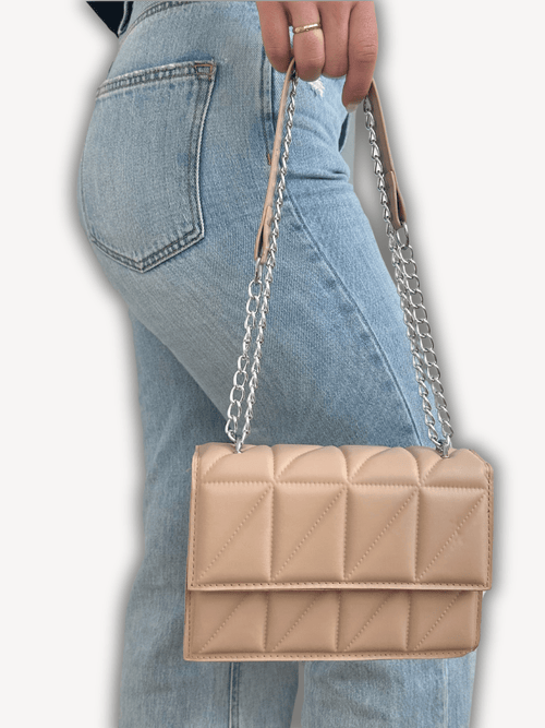 Beige schoudertas met zilveren ketting - Navoir
