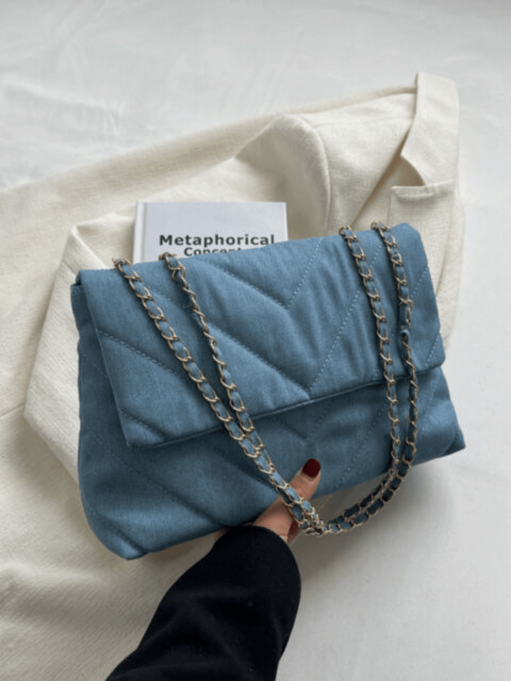 Blauwe denim schoudertas - Navoir