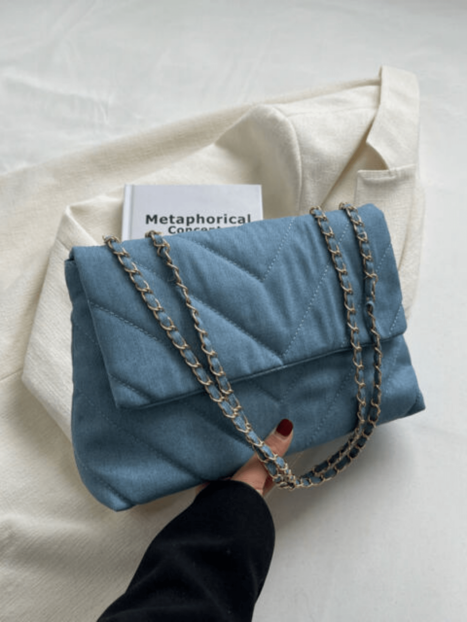 Blauwe denim schoudertas - Navoir