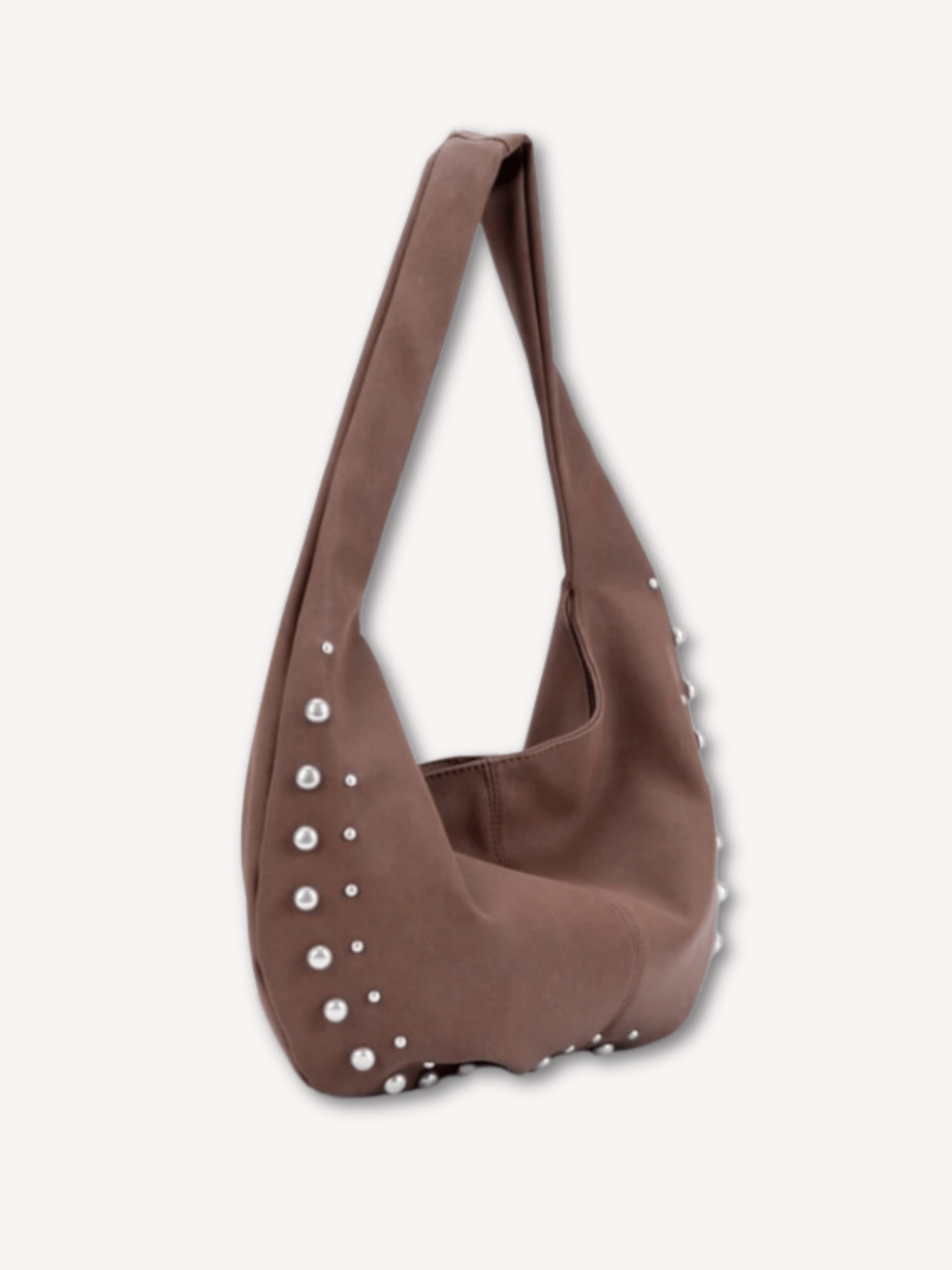 Bruine schoudertas met studs - Navoir
