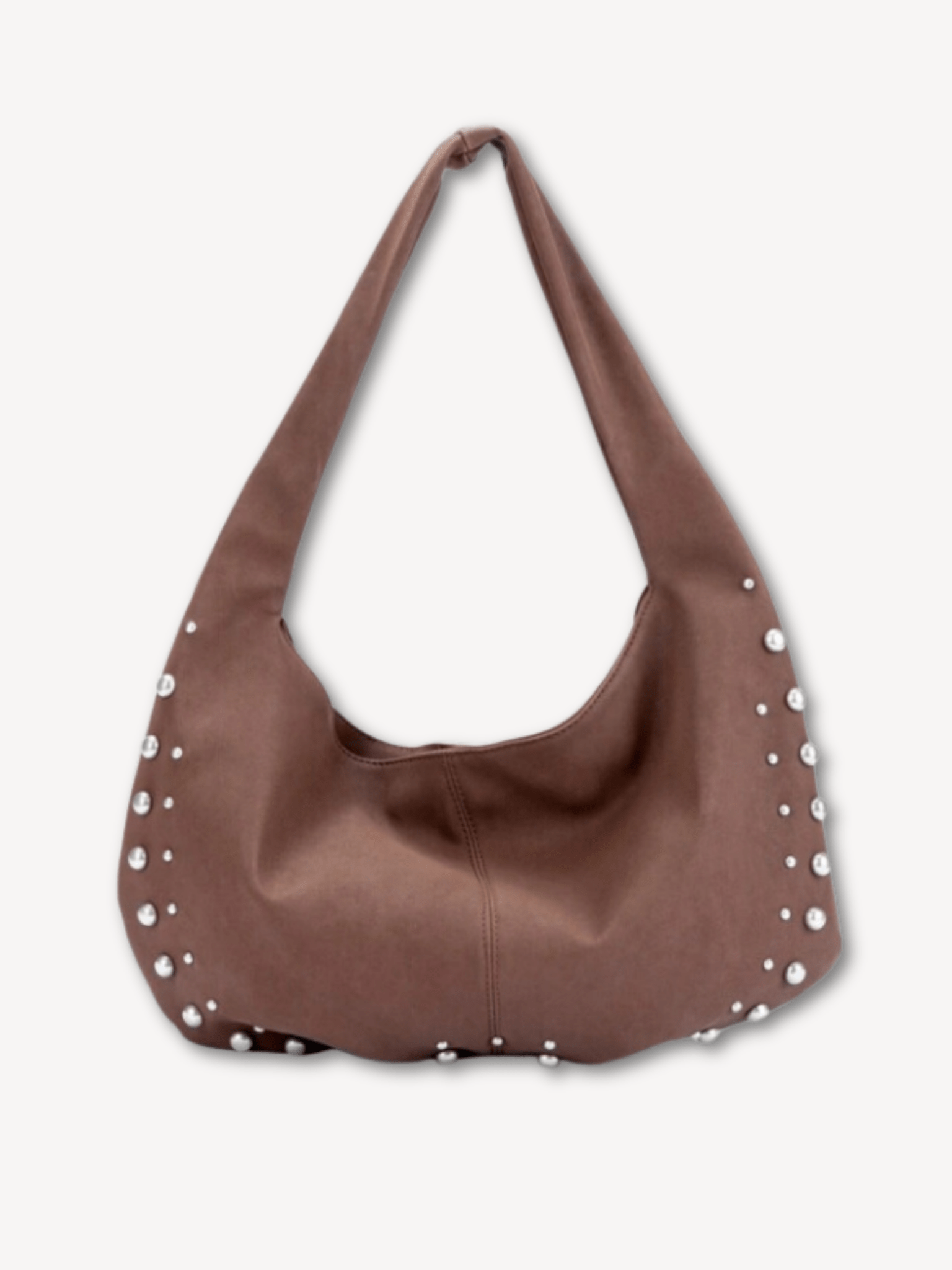 Bruine schoudertas met studs - Navoir