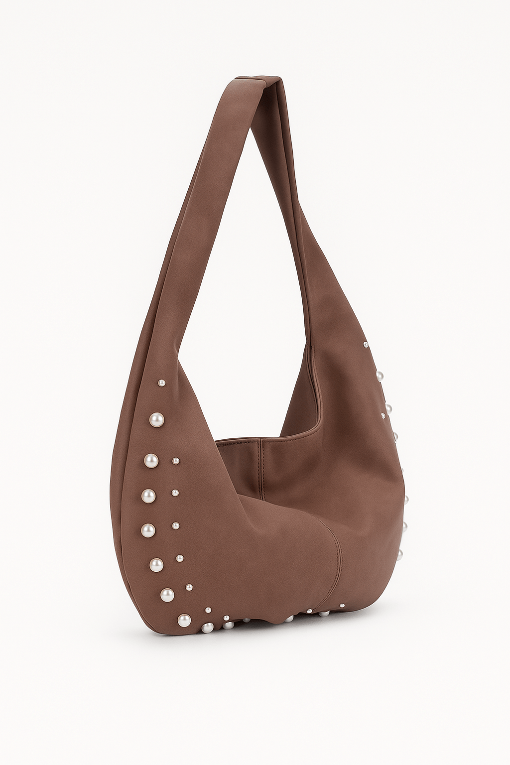 Bruine schoudertas met studs - Navoir