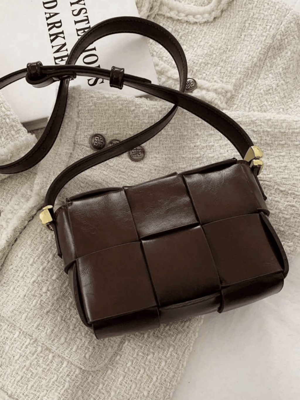 Bruine vintage crossbody tas geweven - Navoir