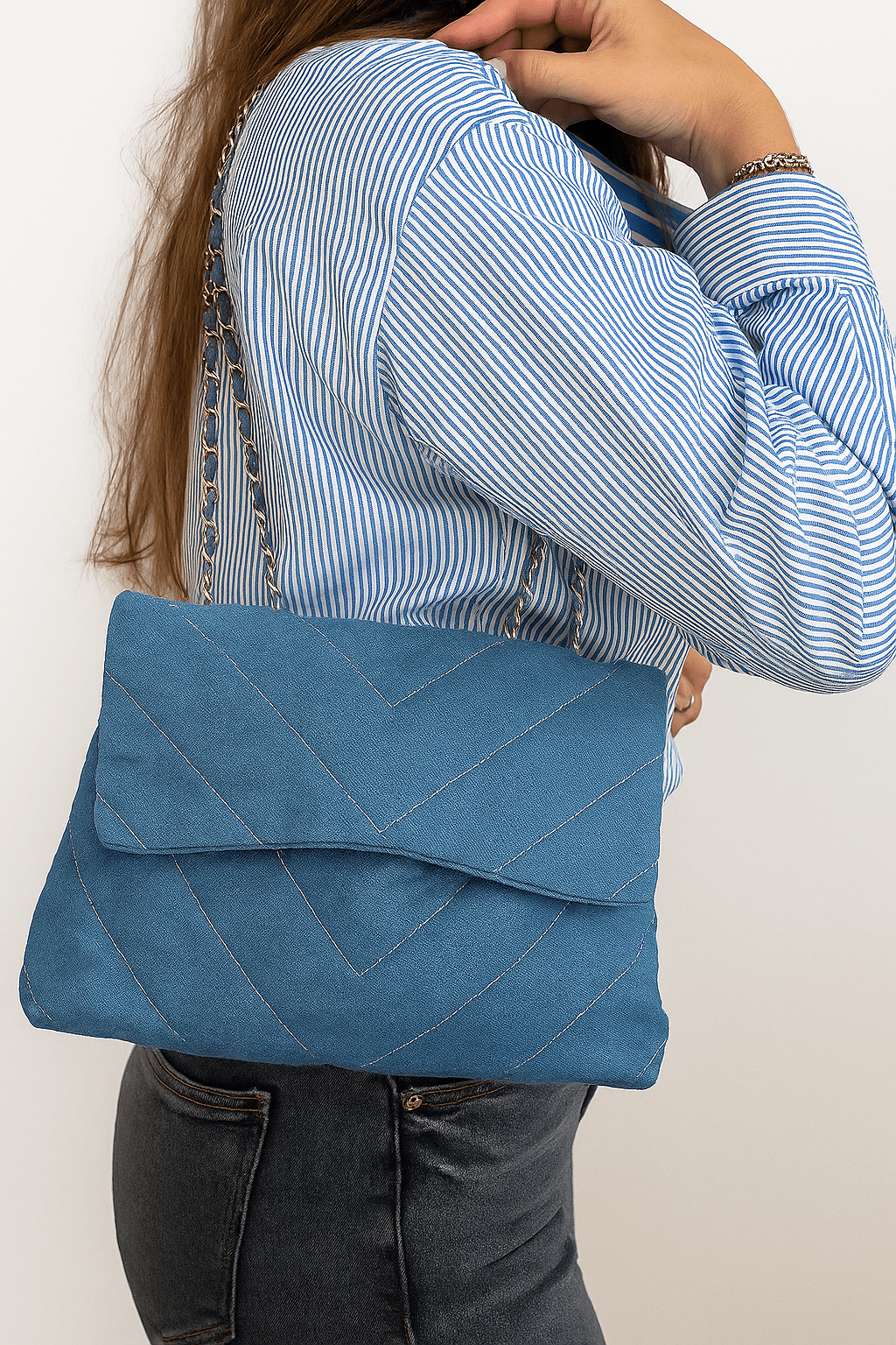 Denim schoudertas blauw - Navoir