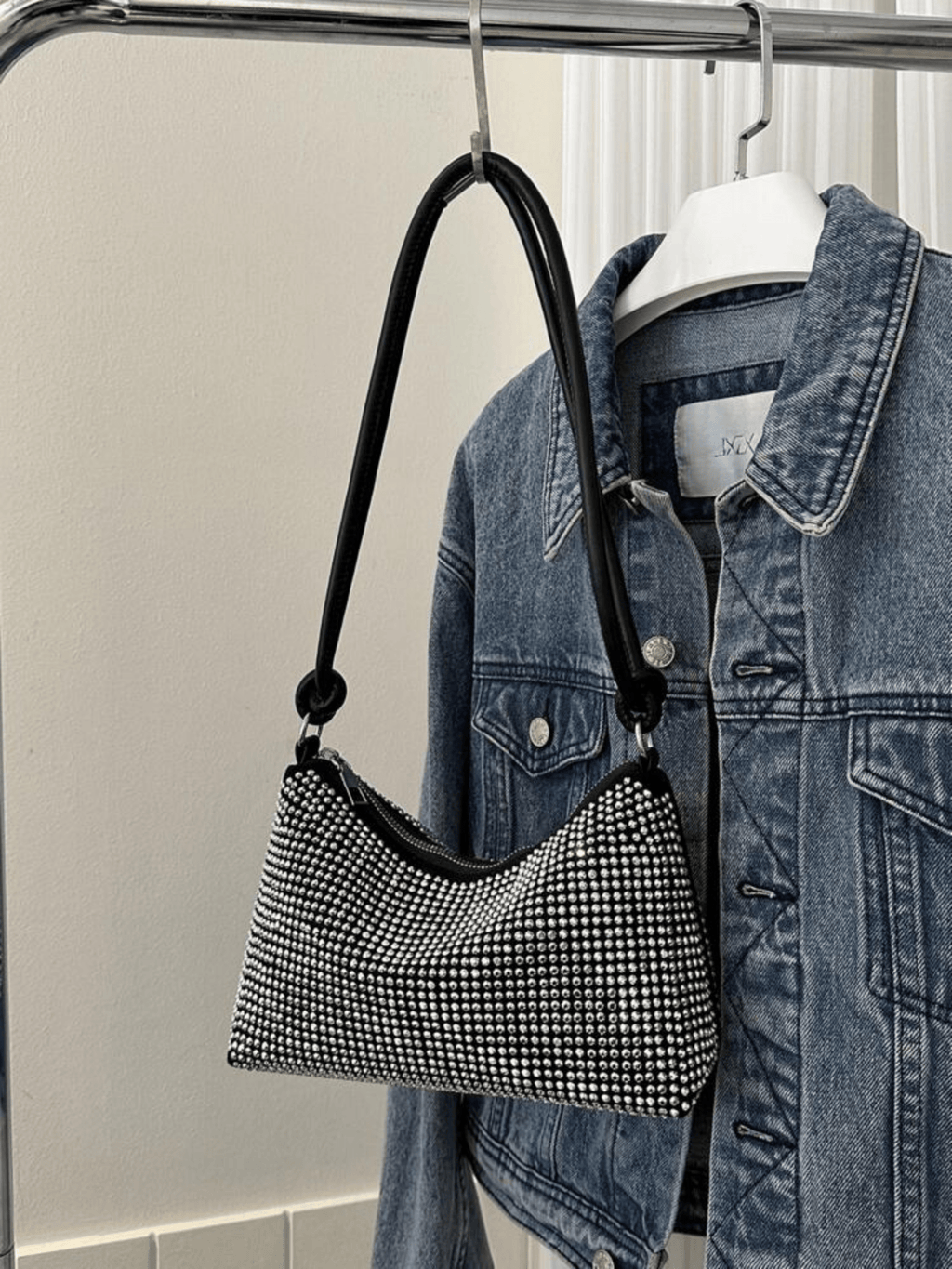 Glitter schoudertas zilver - Navoir