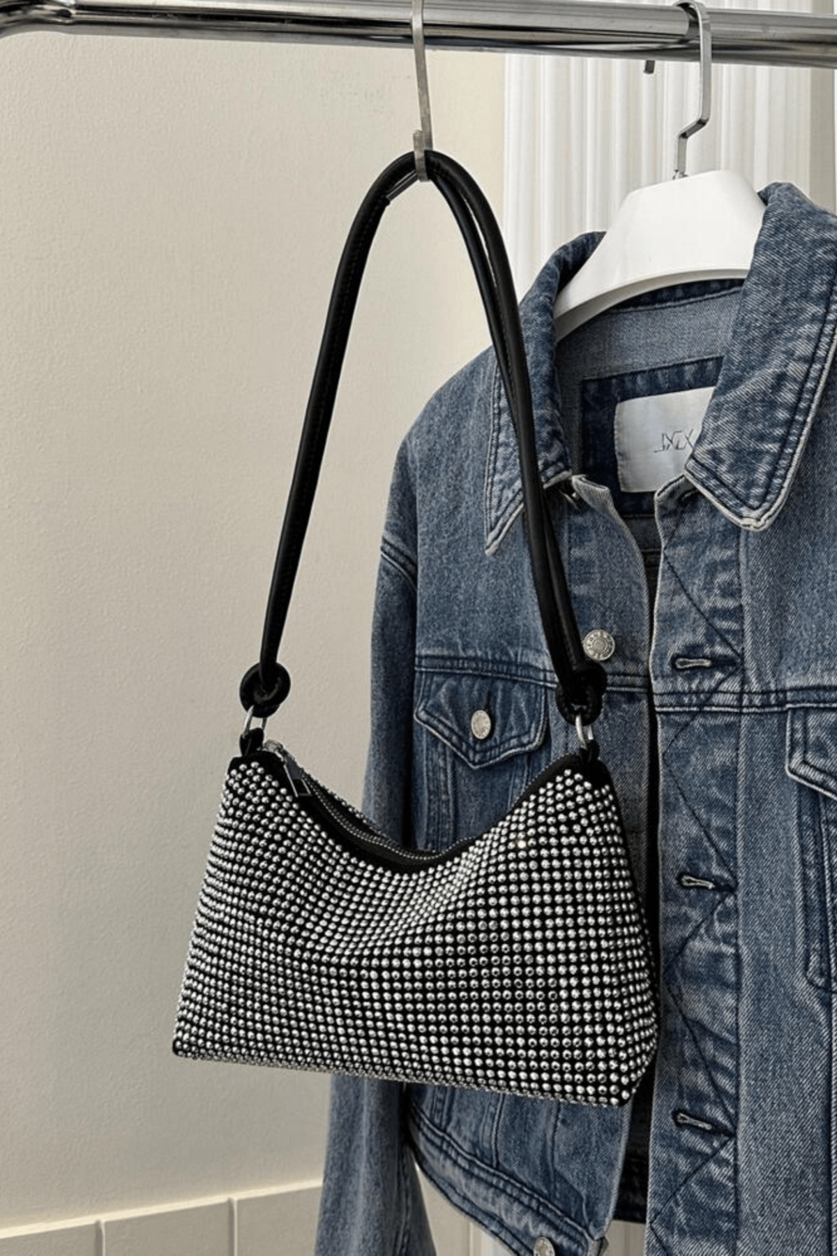 Glitter schoudertas zilver - Navoir