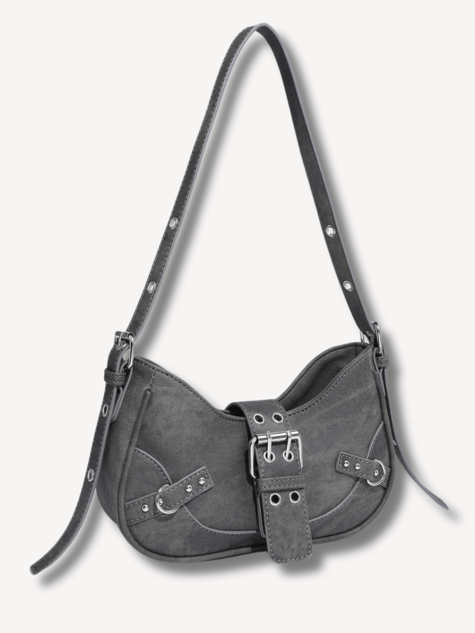 Grijze schoudertas denim - Navoir