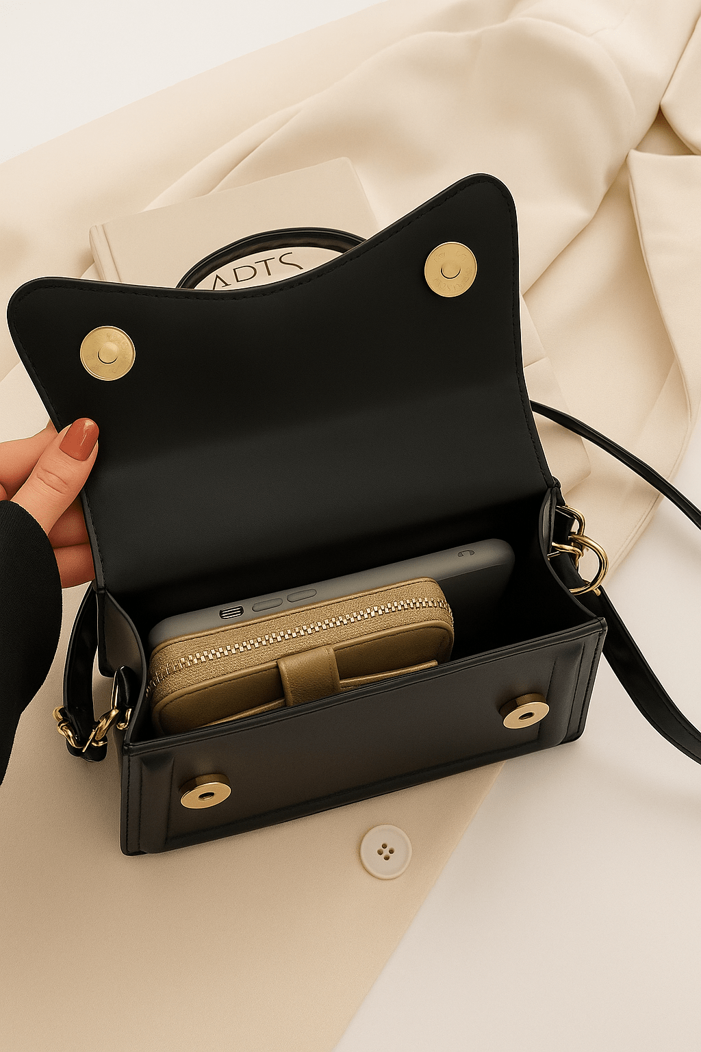 Kleine crossbody tas zwart - Navoir