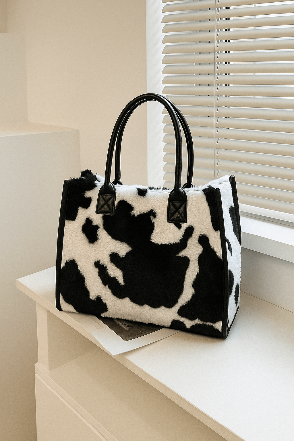 Koeienprint handtas teddy - Navoir