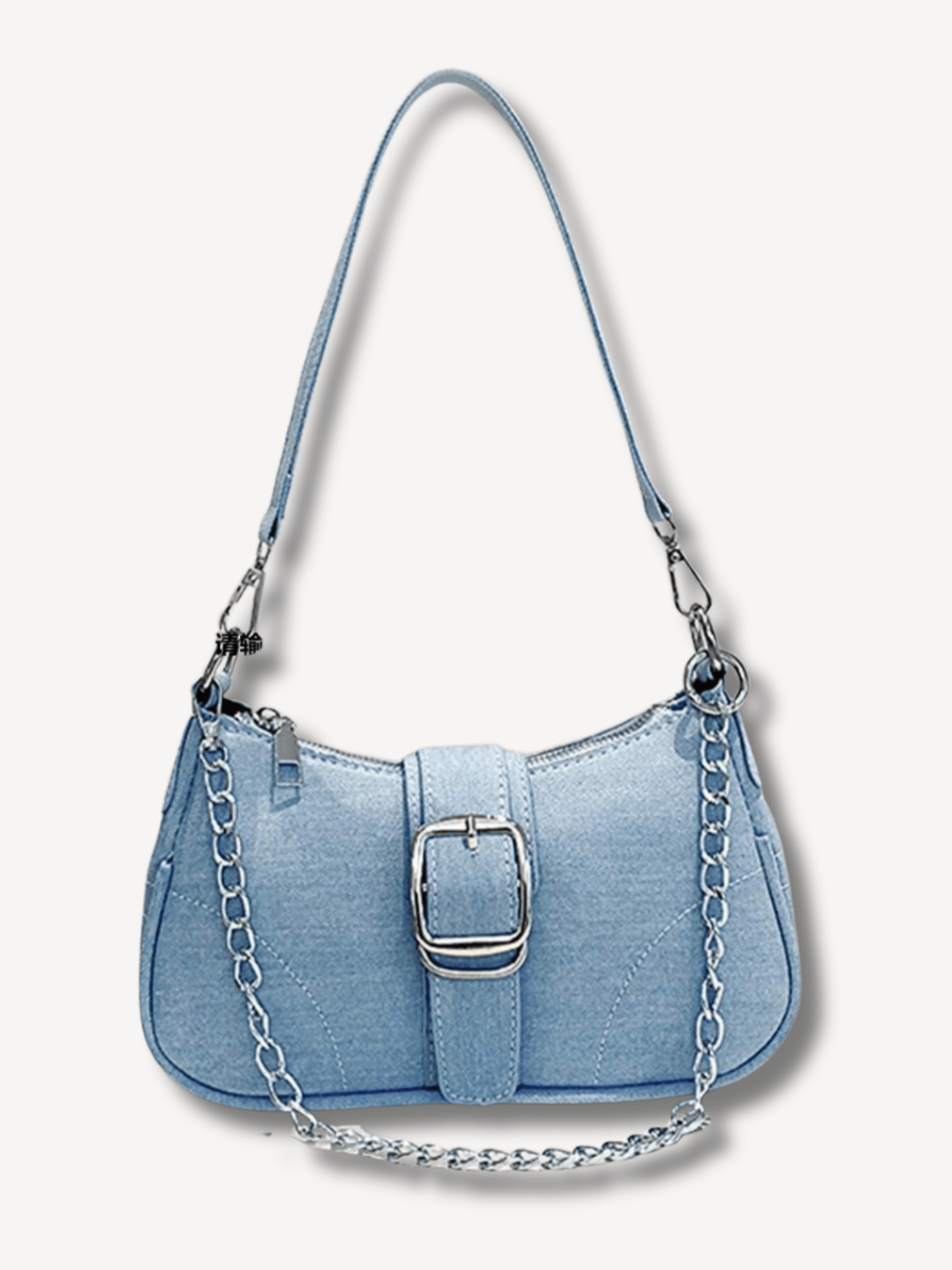 Lichtblauwe denim schoudertas - Navoir