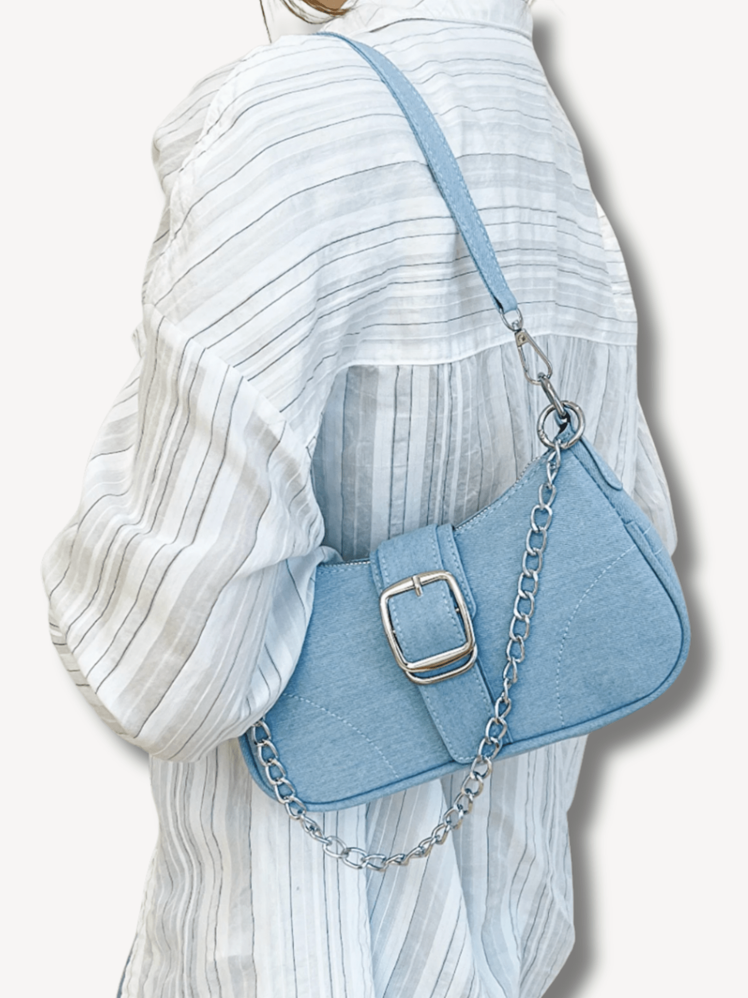 Lichtblauwe denim schoudertas - Navoir