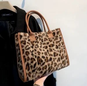 Panterprint handtas in teddy - Navoir