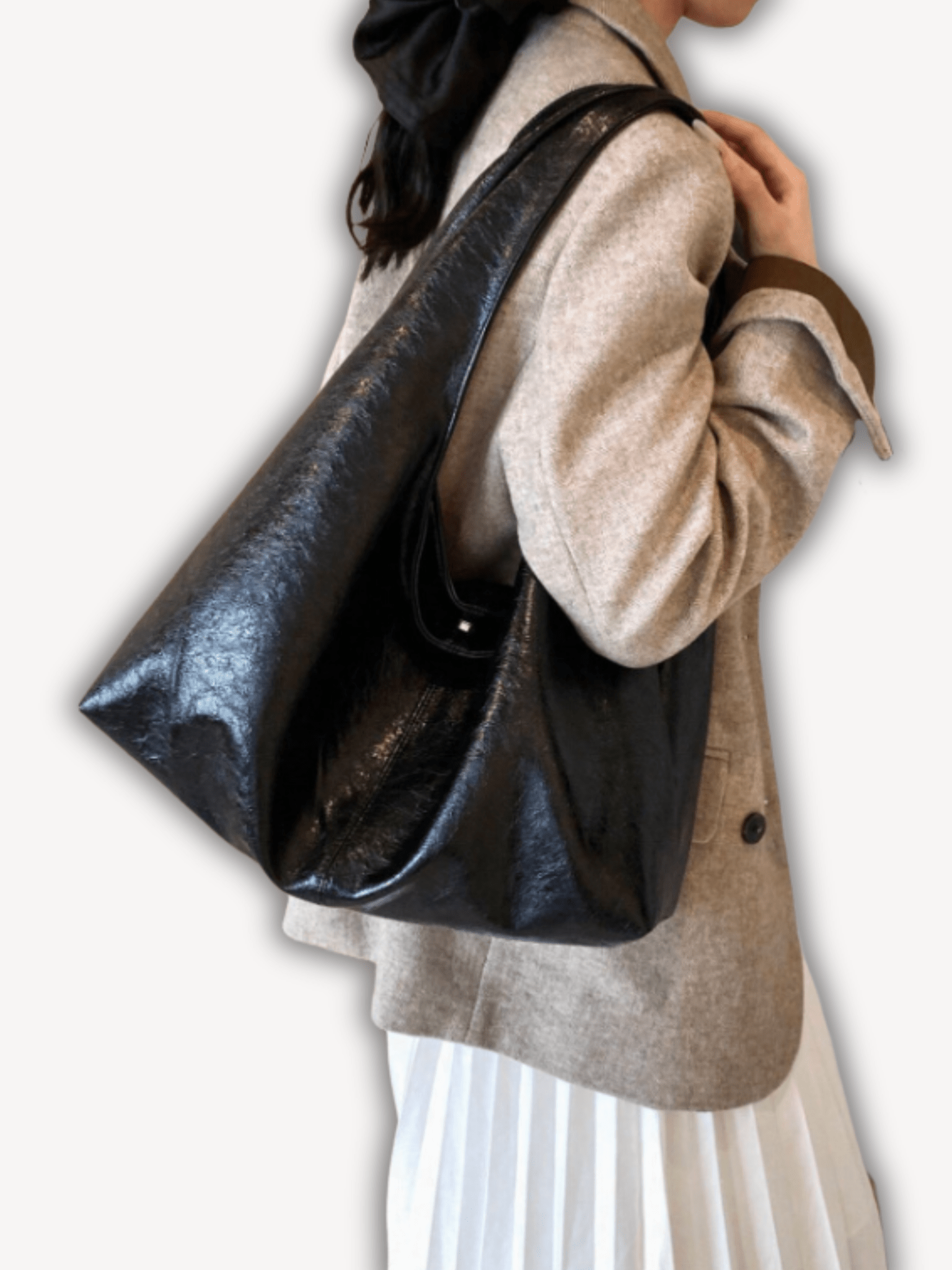 Vintage tote bag in zwart leer - Navoir