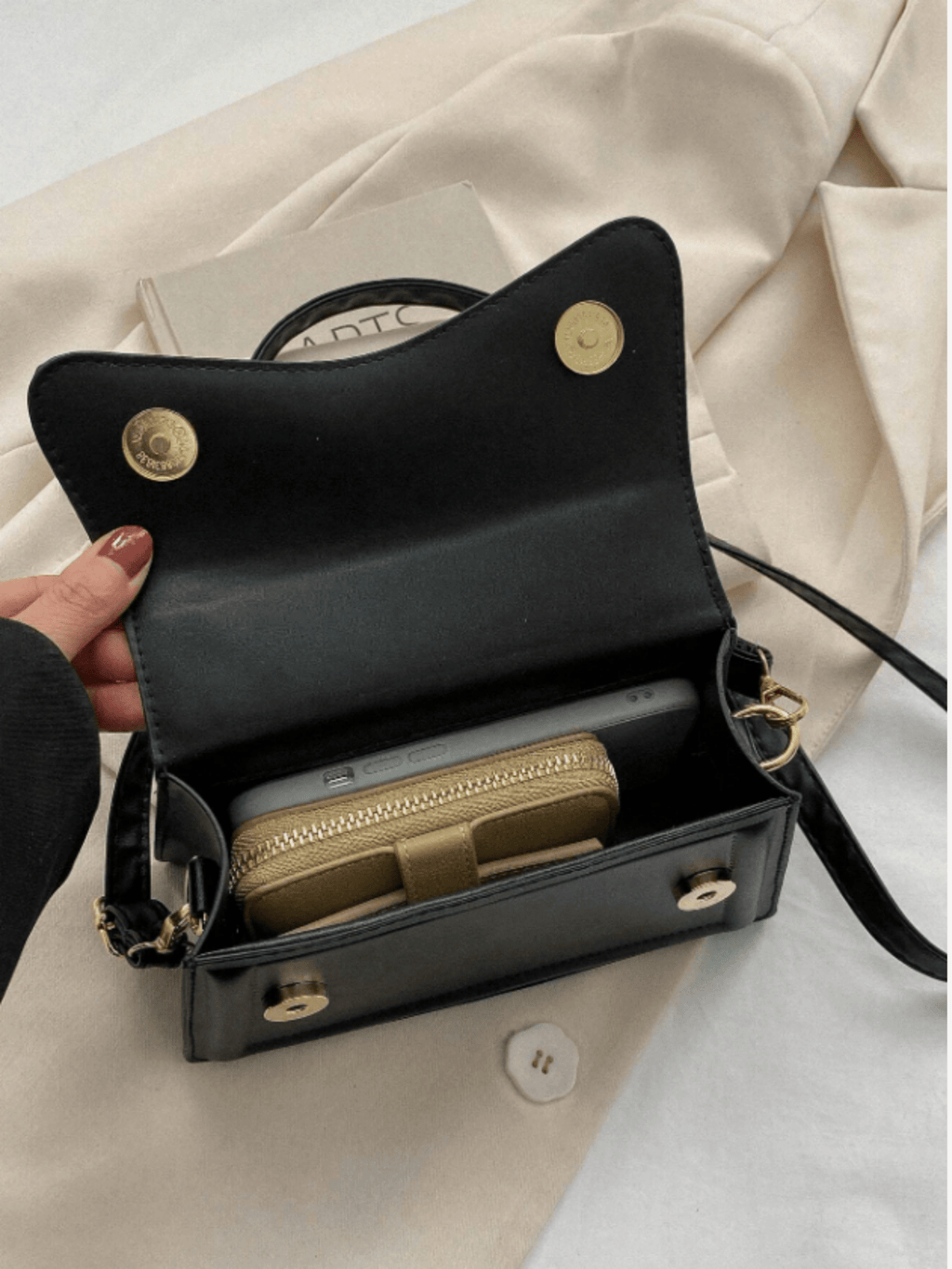 Zwarte crossbody tas vierkant - Navoir
