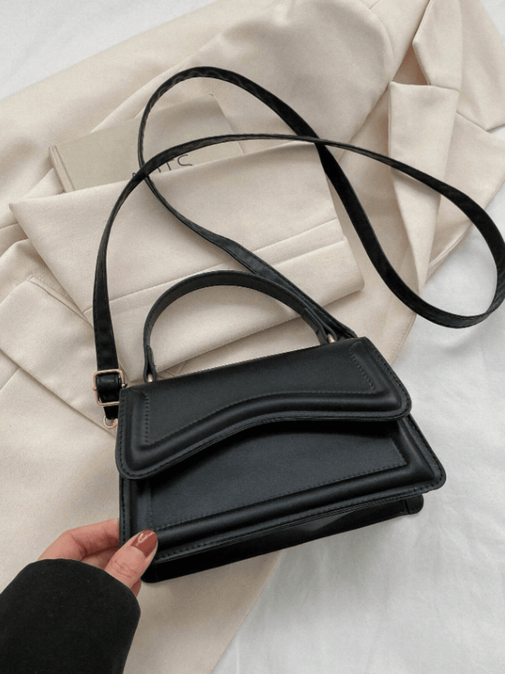 Zwarte crossbody tas vierkant - Navoir