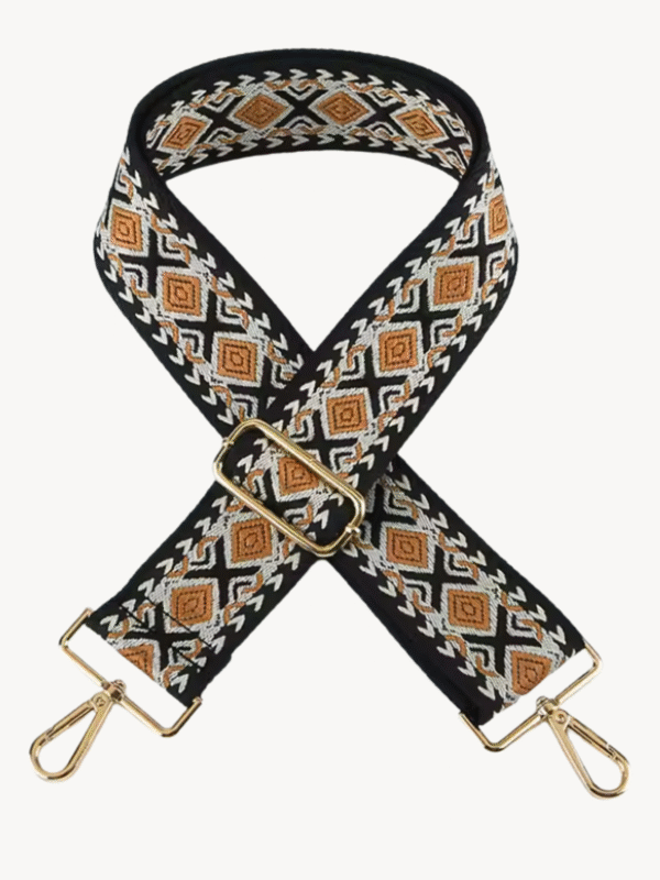 tassenriem zwart met bruin