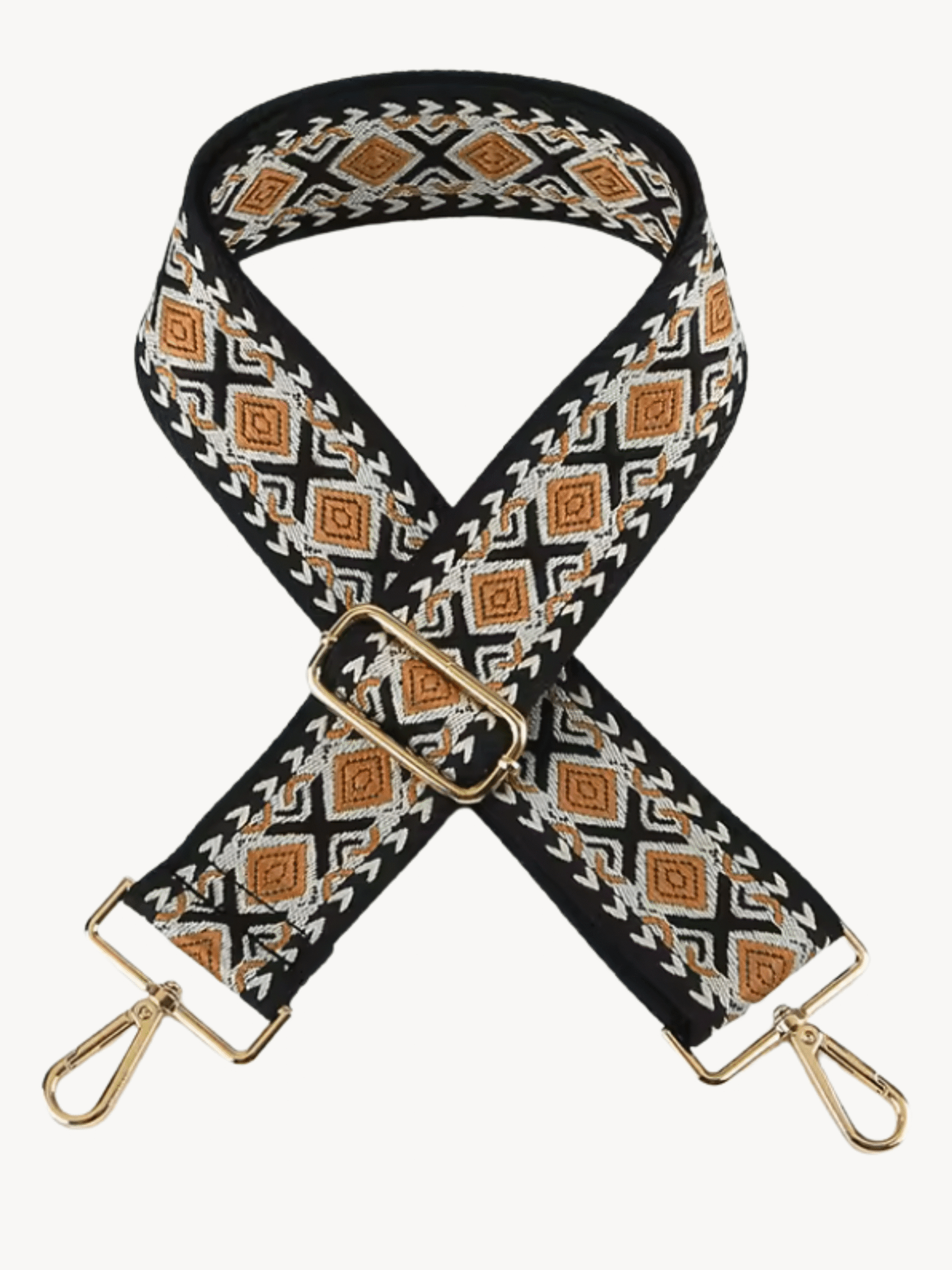 tassenriem zwart met bruin